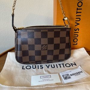 Unused Louis Vuitton Mini Pochette in Damier Ebene